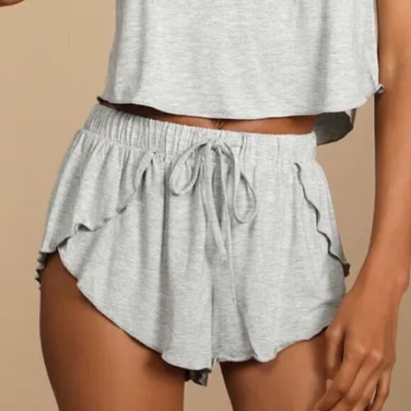 FREE People The Essential Heather Grey Ruffled Lounge Shorts Size XS - Picture 11 of 15